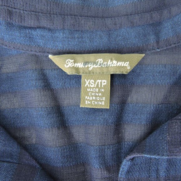 Tommy Bahama XS navy blue shadow stripe button down light blouse top shirt - Picture 9 of 10